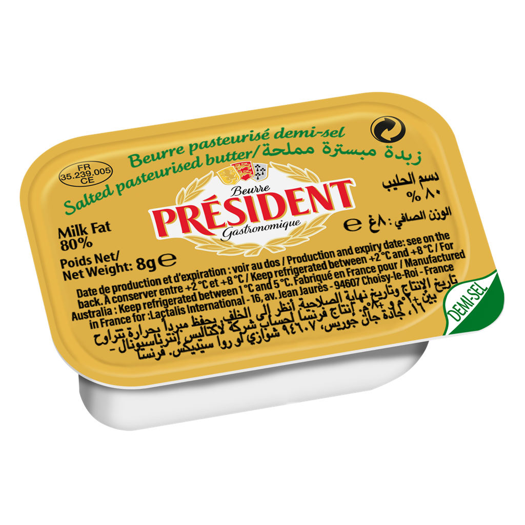 BUTTER PORTIONS CULTURED 100 X 8G PRESIDENT