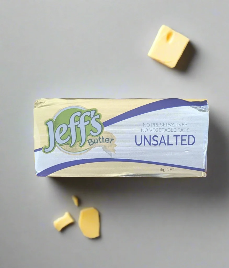 BUTTER BLOCK 1KG UNSALTED NZ JEFFS *NEW BRAND*